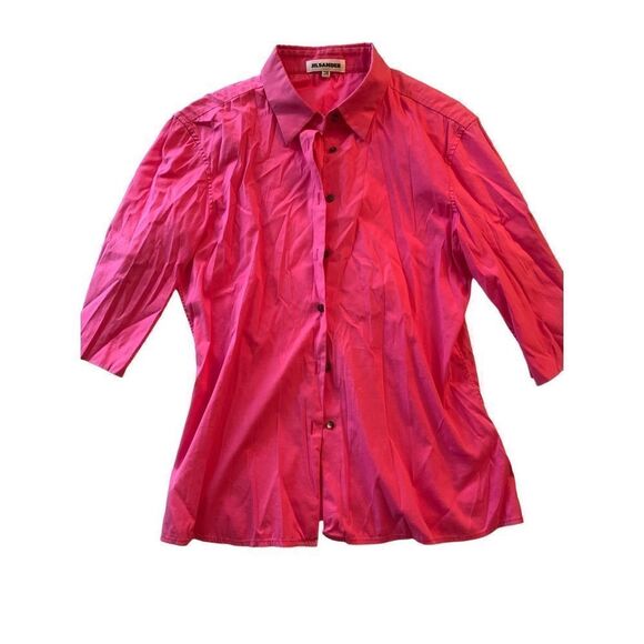 Jil Sander button front blouse top hot pink Barbie size 38 - Picture 1 of 3